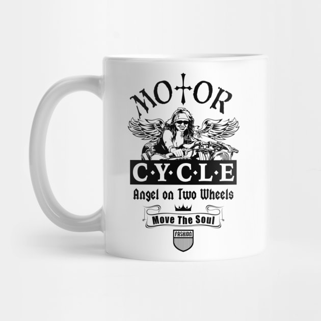 Biker T-shirt, Motor Cycle Angel on Two Wheels by Ben Foumen